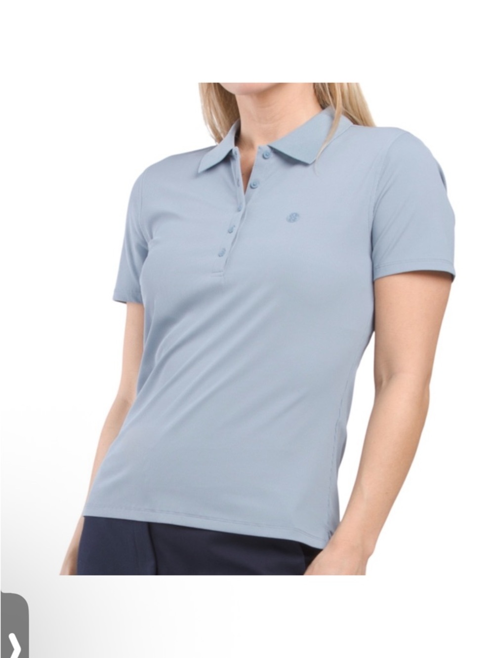 G/FORE Polo Shirt Womens Medium Blue Ribbed Tech Nylon Performance Golf Shirt